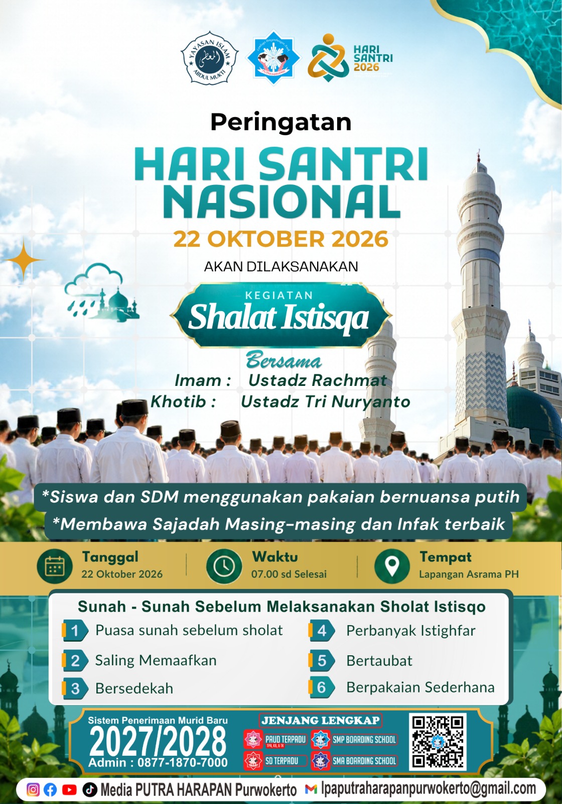 Peringati Hari Santri Nasional, SMP Boarding School Putra Harapan Gelar Shalat Istisqa Berjamaah